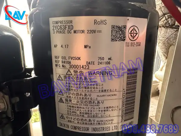Máy Nén Daikin 2YC63FXD - 391 - 4010412 BAVvietnam